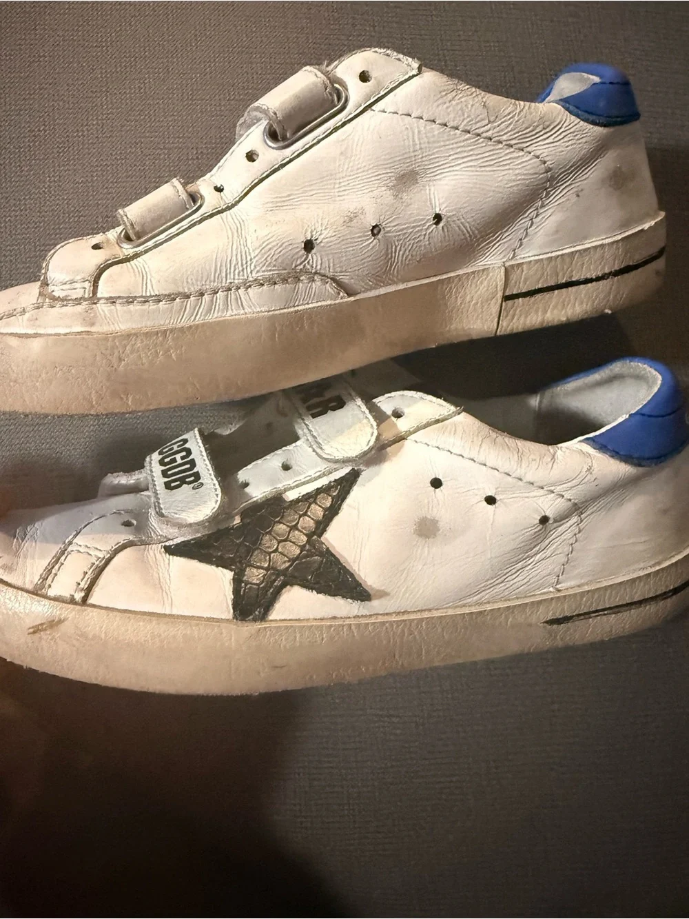 Golden Goose Kids White Leather S-Star Velcro Sneakers with Black Star
